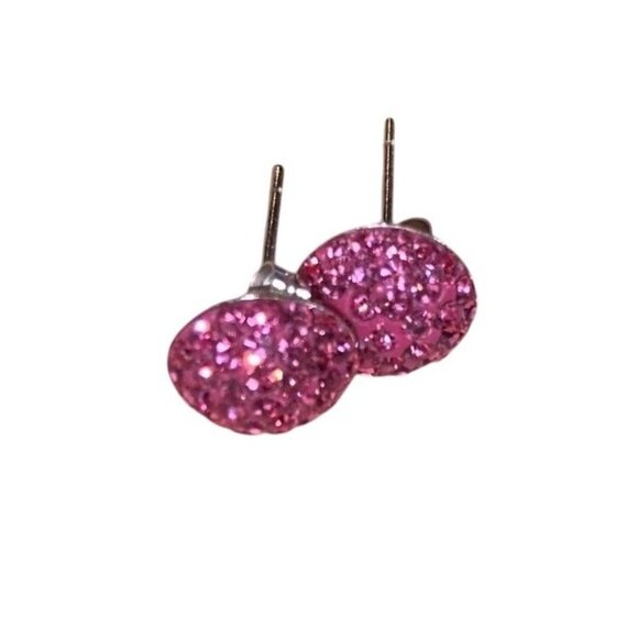 Jewelry, Silver, Sterling, Earrings, .925 Pink Crystal Stud, Like New Condition - Picture 2 of 5